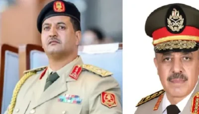 الفريق أحمد خليفة يهنئ خالد حفتر بمنصب رئيس الأركان العامة للجيش الليبي