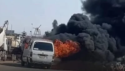 حريق هائل يلتهم سوزوكي على طريق الإسماعيلية الصحراوي